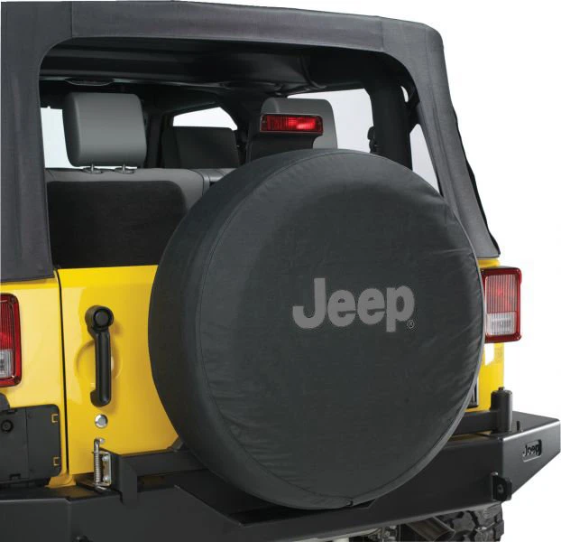 Mopar 82209951AB Jeep Logo Tire Cover in Black Denim for 32" Tires