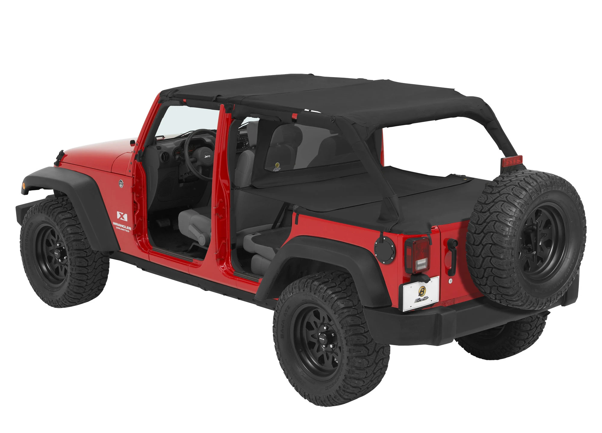 Bestop Safari Bikini, Duster, Extension & Windjammer Summer Combo in Black for 07-09 Jeep Wrangler Unlimited JK 4 Door