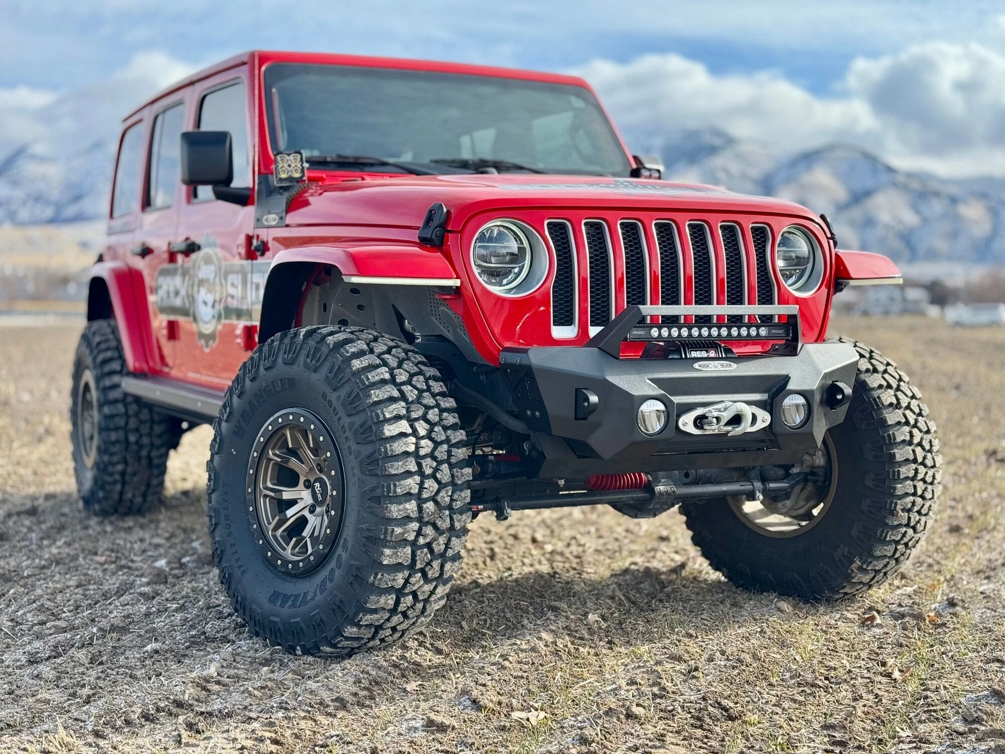 Rock Slide Engineering BPS-1000 Front Bumper with Winch Plate - Mid Width with Rear Bumper for 18-24 Jeep Wrangler JL 20-26 & Gladiator JT