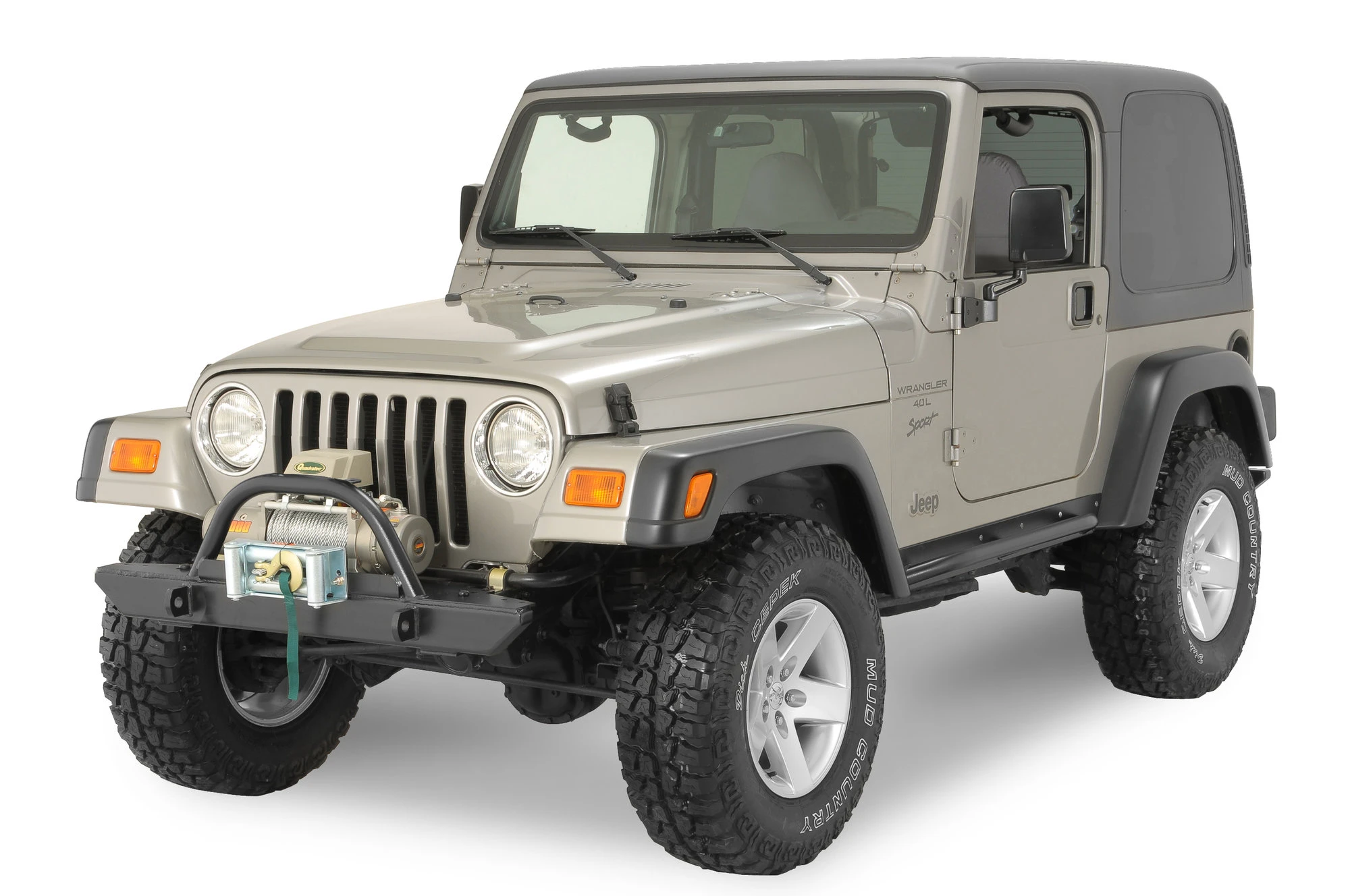 Rock Hard 4X4 RH4005-C46 Front Bumper with Straight Hoop in Black for 76-06 Jeep CJ, Wrangler YJ, TJ & Unlimited