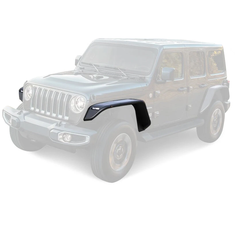 Black Horse Off Road TFFJL1 Tubular Fender Flares Front-Pair for 18-26 Jeep Wrangler JL & Gladiator JT