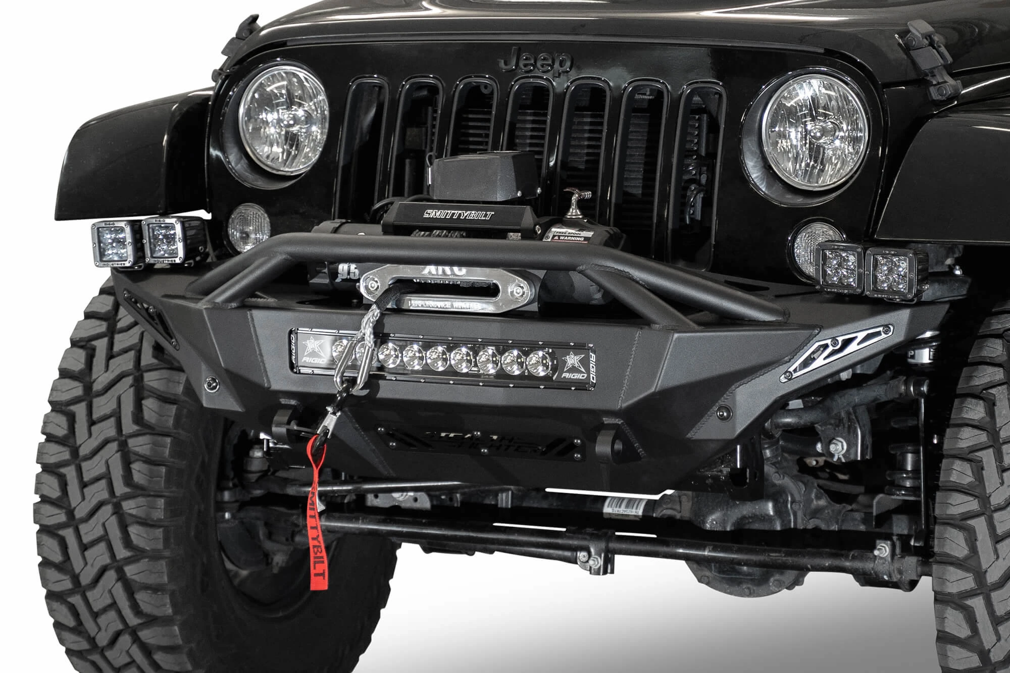 ADD Offroad F951232080103 Stealth Fighter Front Bumper with Hoop & with Winch Mount for 07-18 Jeep Wrangler JK