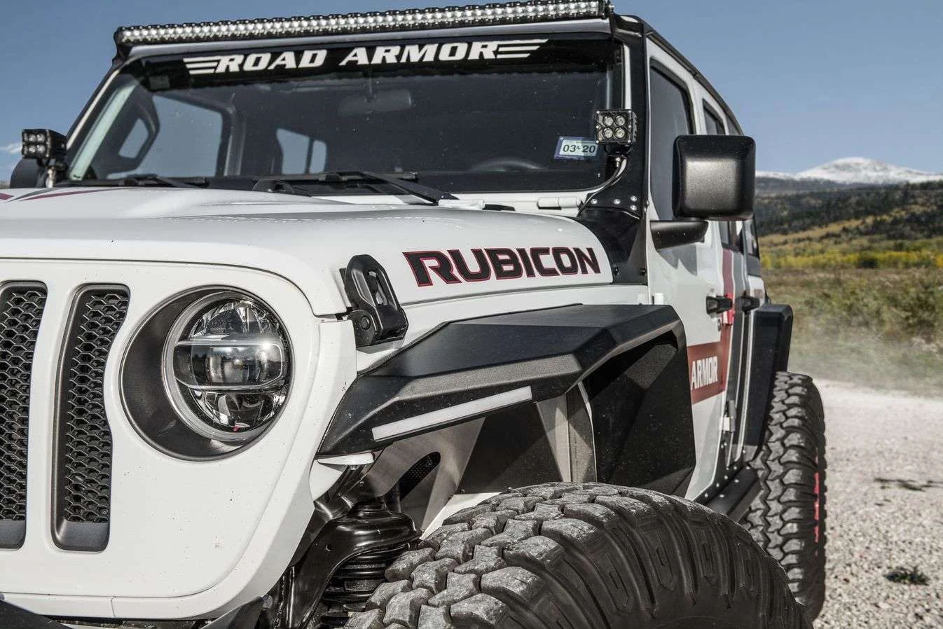 Road Armor 518AFF0B Stealth Steel Fender Flares Front w/ Switchback DRL LED Lights in Black for 18-26 Jeep Wrangler JL & 20-26 Gladiator JT