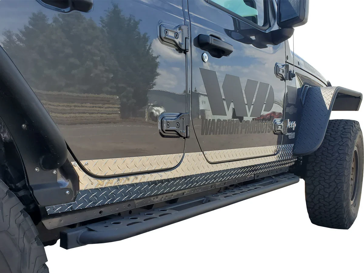 Warrior Products 6922 Side Plates in Aluminum Diamond Plate for 18-26 Jeep Wrangler Unlimited JL