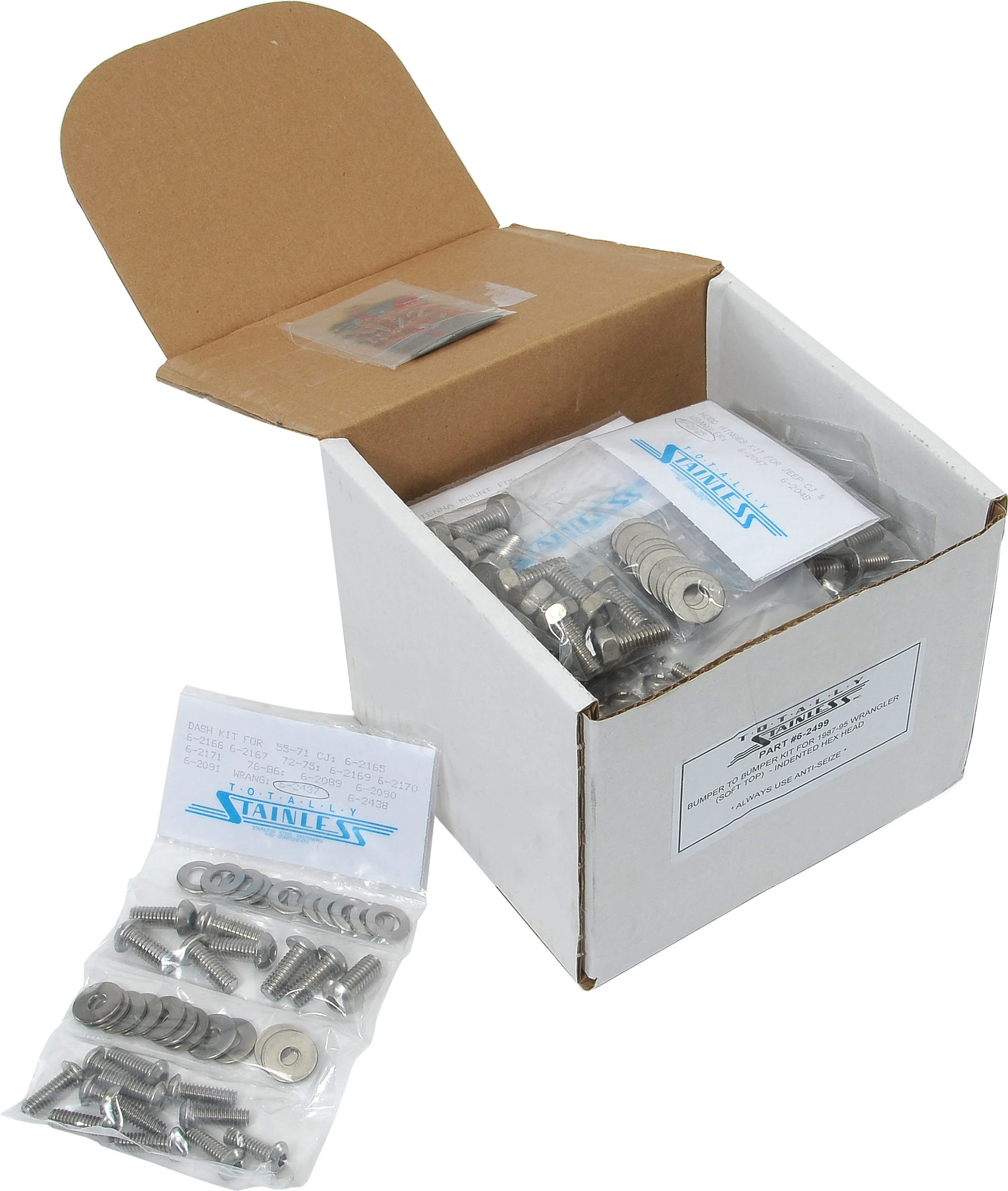 Totally Stainless 6-2499 Body Hardware Kit for 87-95 Jeep Wrangler YJ with Soft Top