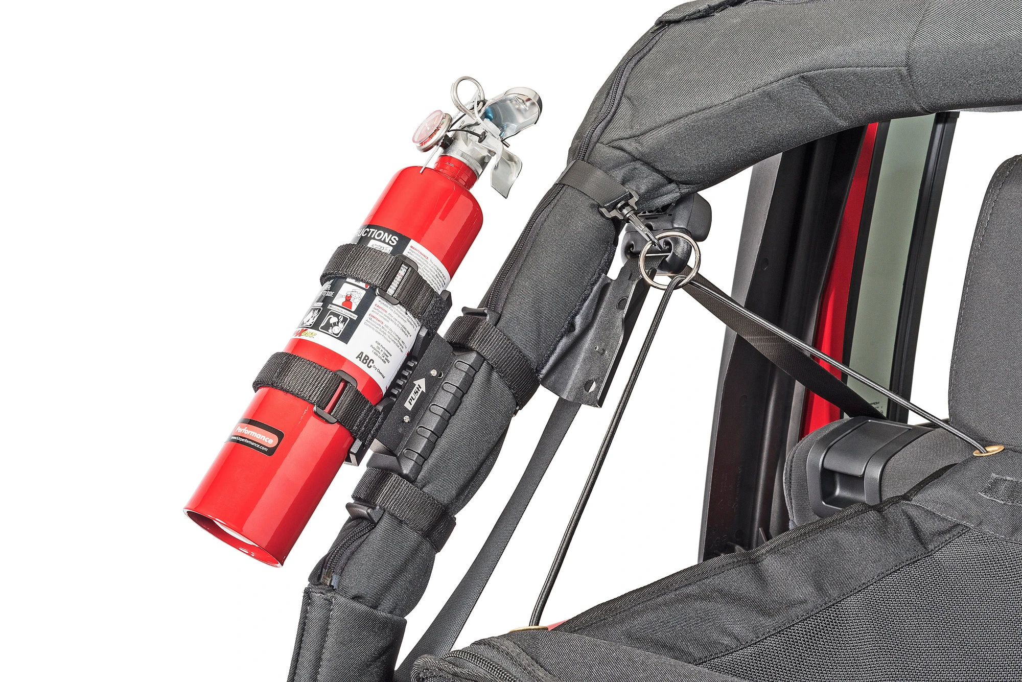 Rugged Ridge 11238.40 Elite Quick Release Fire Extinguisher Holder for 76-23 Jeep Wrangler JL, JK, TJ, YJ, CJ & Gladiator JT