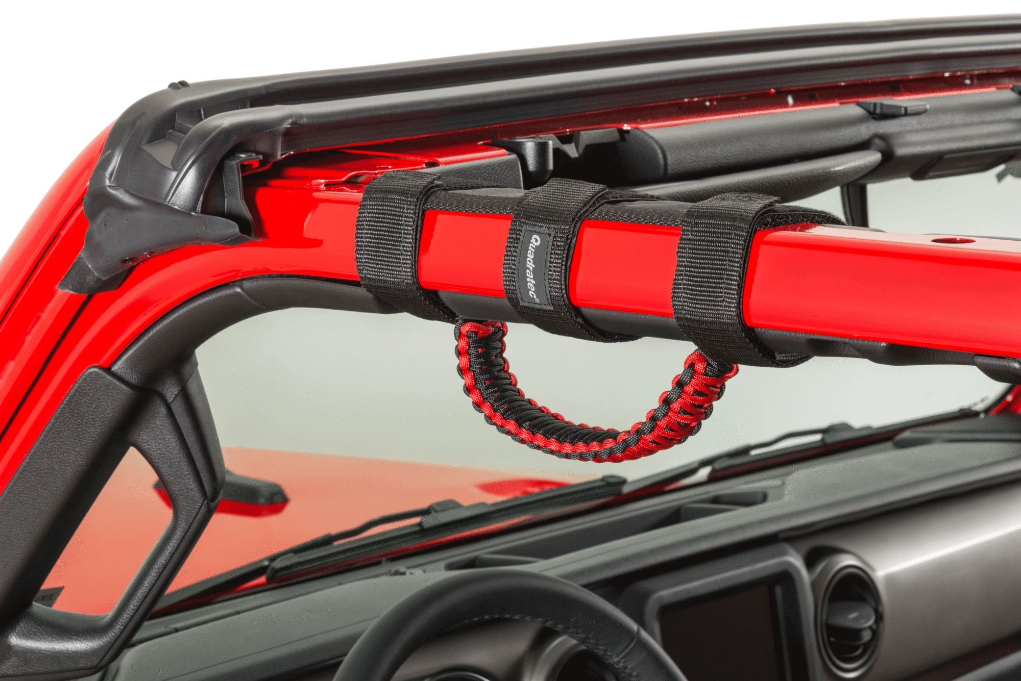 Quadratec 550 Paracord Front Grab Handle Pair in White for 97-23 Jeep Wrangler TJ, JK, JL & Gladiator JT