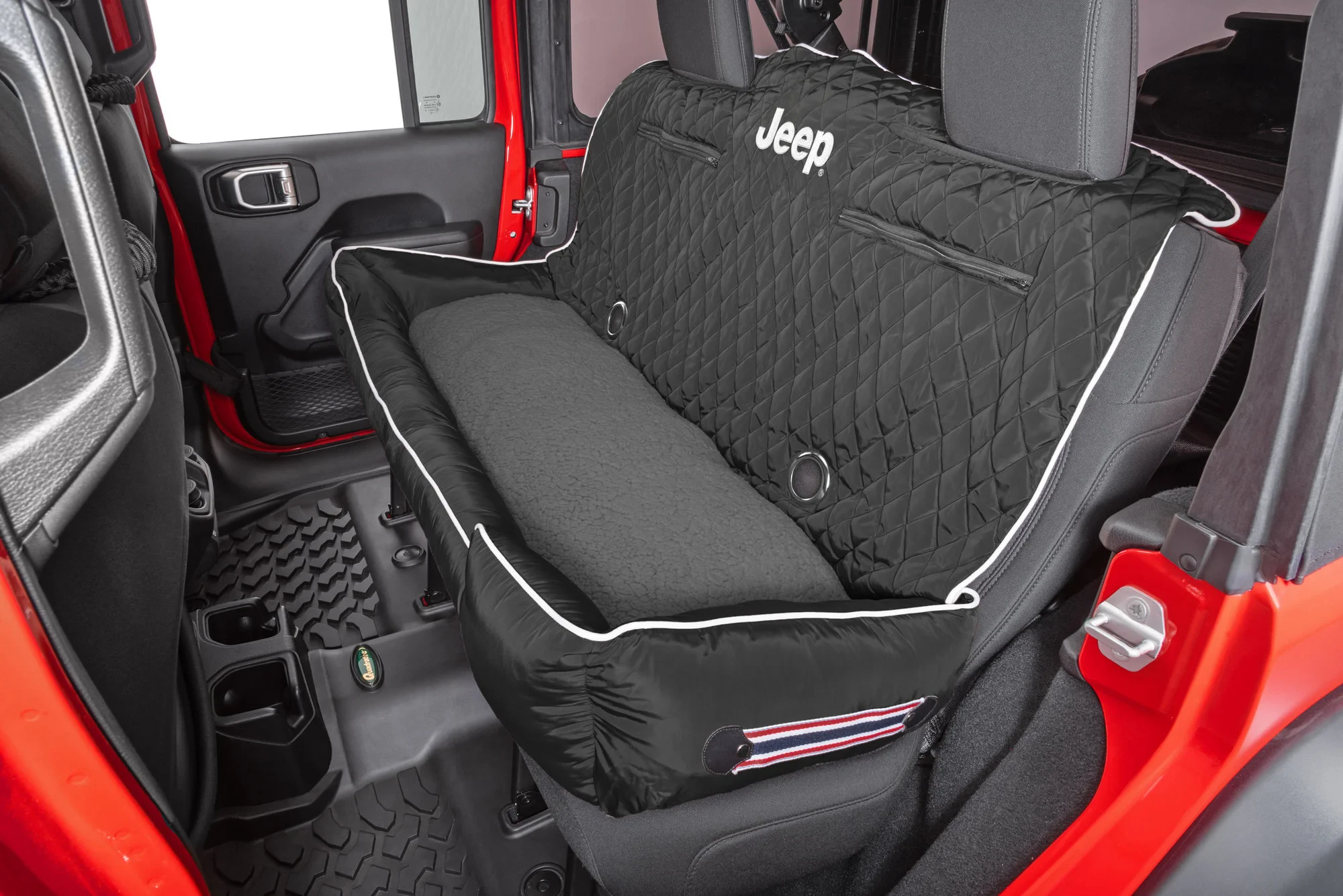 Insync PET2G100JEPBLG Petbed2GO Large Cushioned Seat Cover Jeep Letters In Grey