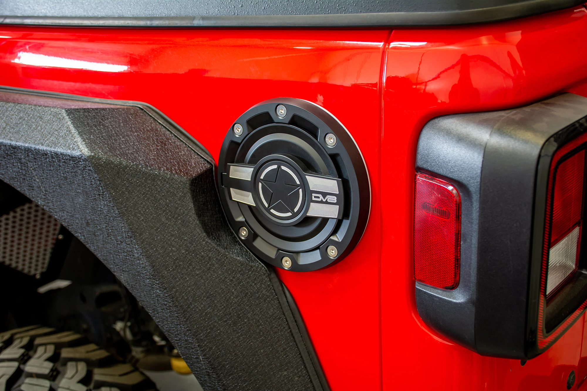 DV8 Offroad D-JL-190004-MIL Aluminum Fuel Door for 18-26 Jeep Wrangler JL