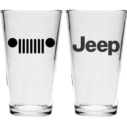 Jeep Merchandise PINT-J-TXGRIL Jeep Logo Pint Glass with Jeep Grille design