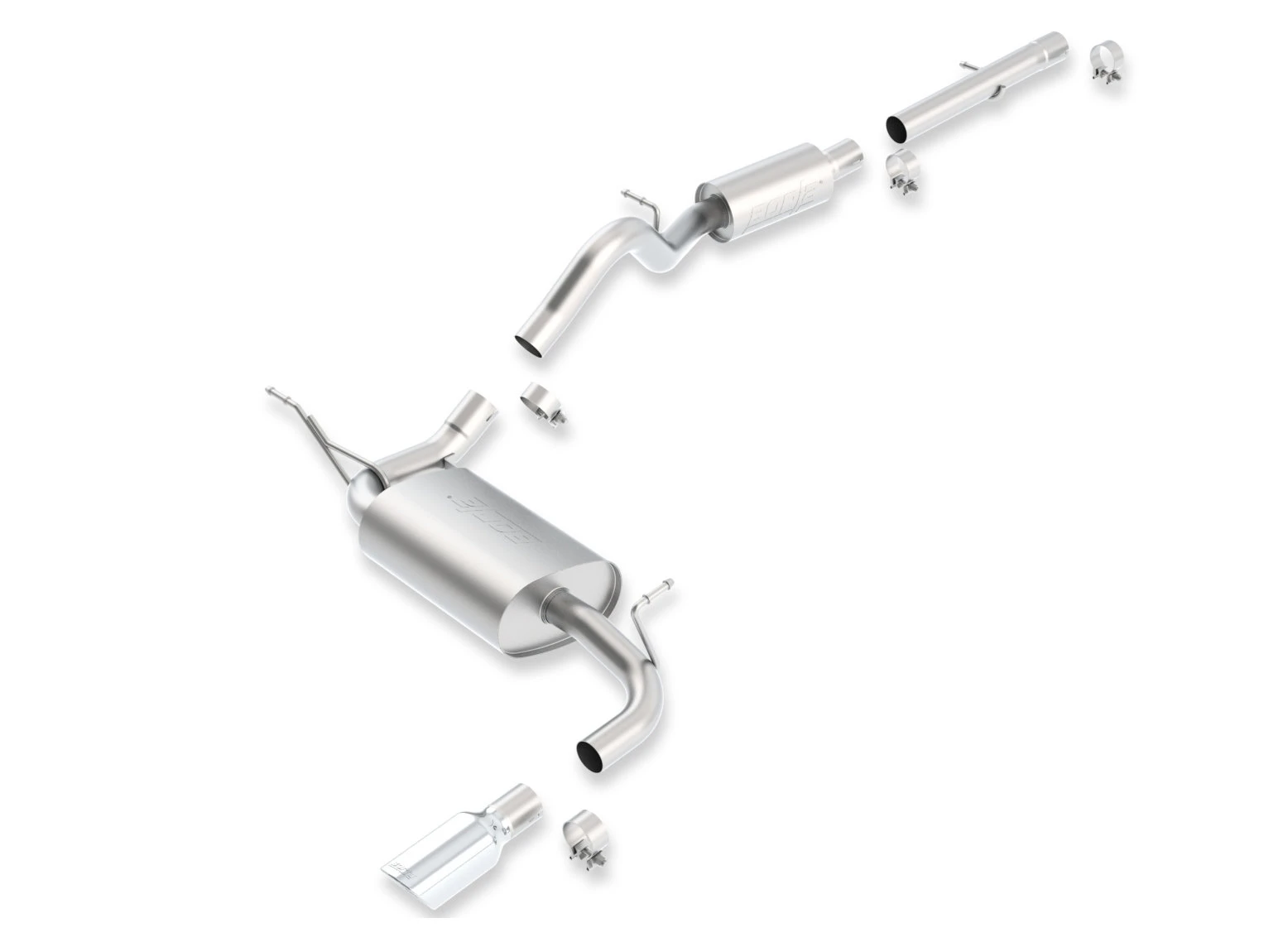 Borla 140462 T-304 Stainless Steel Cat-Back Exhaust for 12-18 Jeep Wrangler JK 2 Door with 3.6L