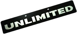 Eurosport Daytona 4448-1 Jeep Trail-Blazer License Plate with Unlimited Logo on Black Acrylic