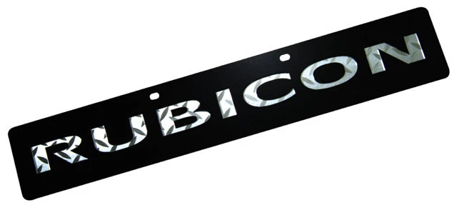 Eurosport Daytona 4440-1 Jeep Trail-Blazer License Plate with Rubicon Logo on Black Acrylic
