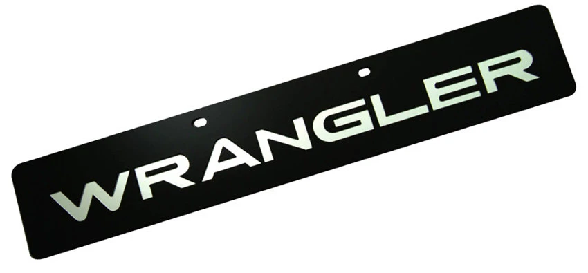 Eurosport Daytona 4423-1 Jeep Trail-Blazer License Plate with Wrangler Logo on Black Acrylic