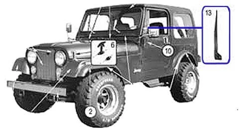 Crown Automotive J5458875 Driver's Side Door Bracket Molding for 76-86 Jeep CJ-5, CJ-7 & CJ-8 with Soft Doors