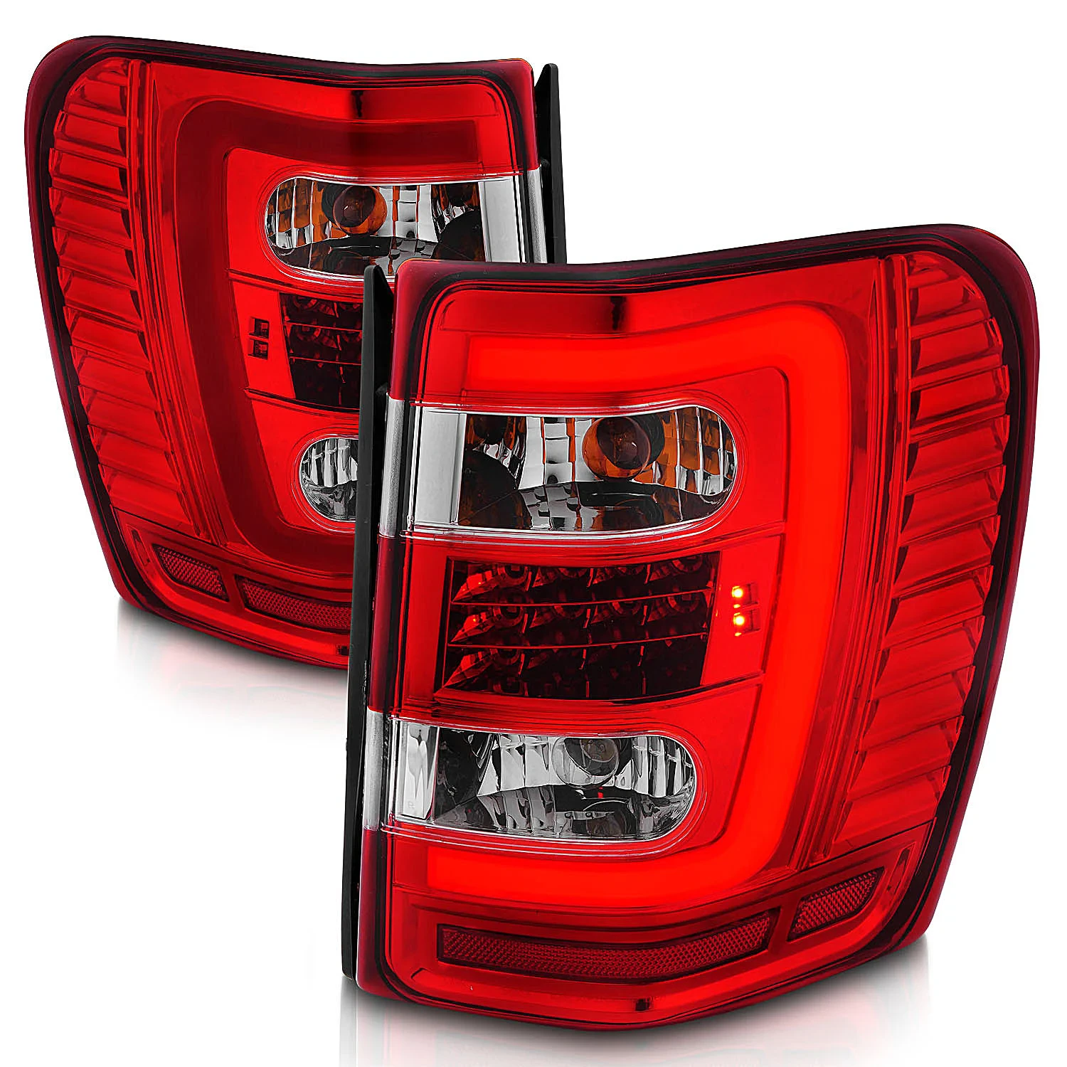 Anzo USA 311394 LED Tail Lights with C Light Bar with Clear Lens for 99-04 Jeep Grand Cherokee WJ