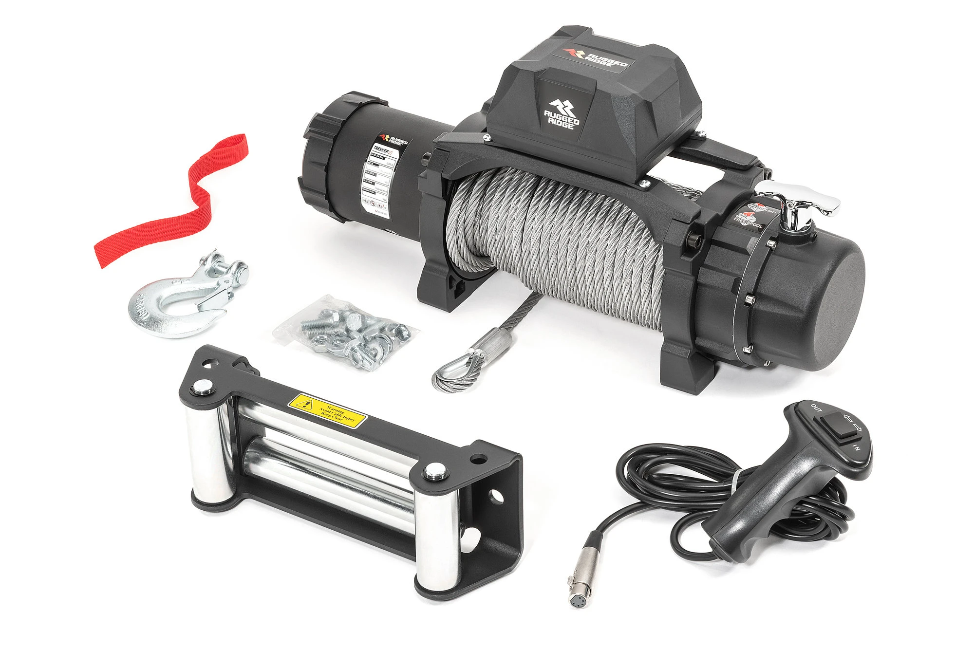 Rugged Ridge 15100.07 Trekker Series Winch 10,000 lbs with Steel Cable and Wired Remote