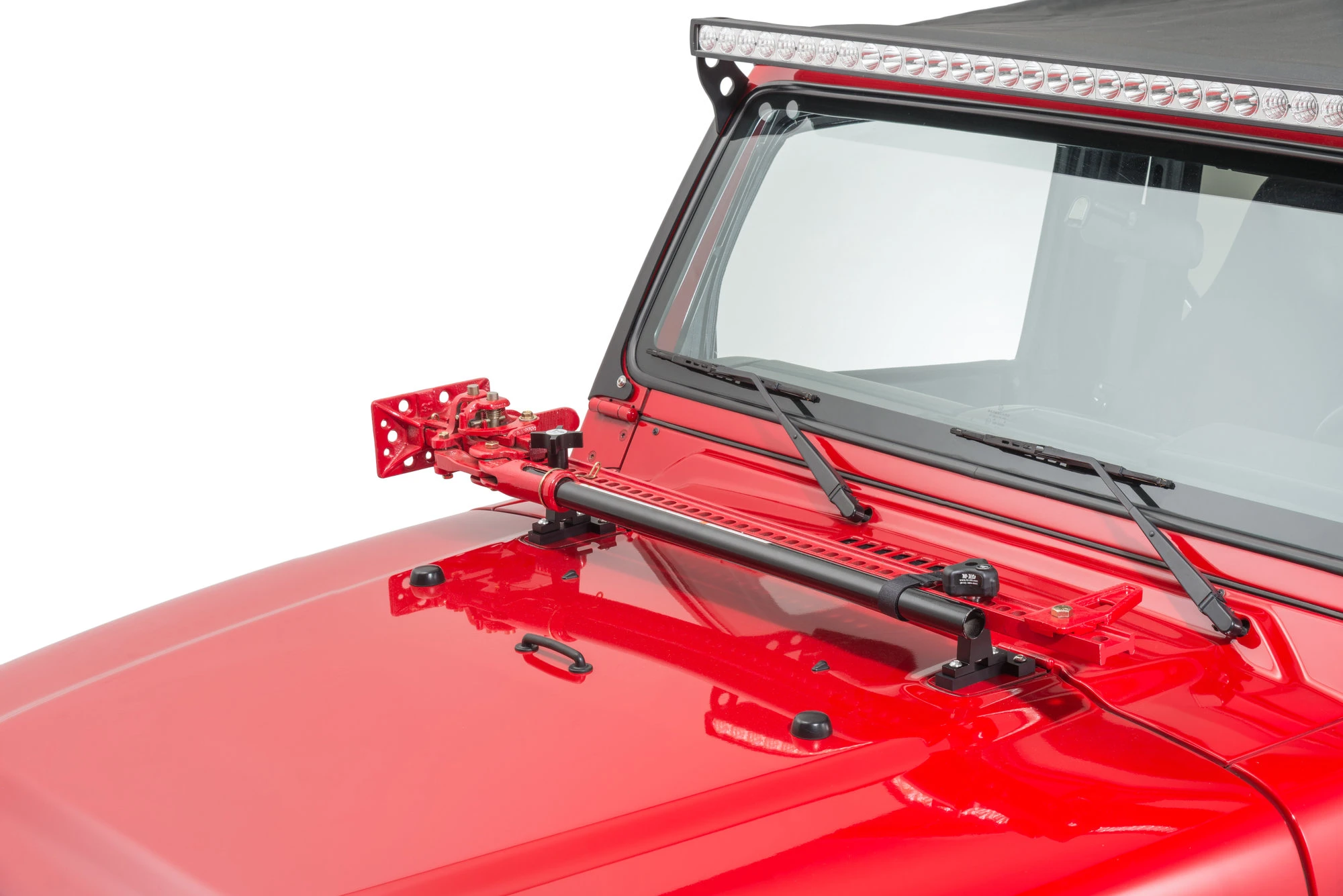 Hi-Lift Jack All-Cast Iron 48" Red Jack with Jack Hood Mount & Hood Mount Lock for 97-06 TJ & Unlimited