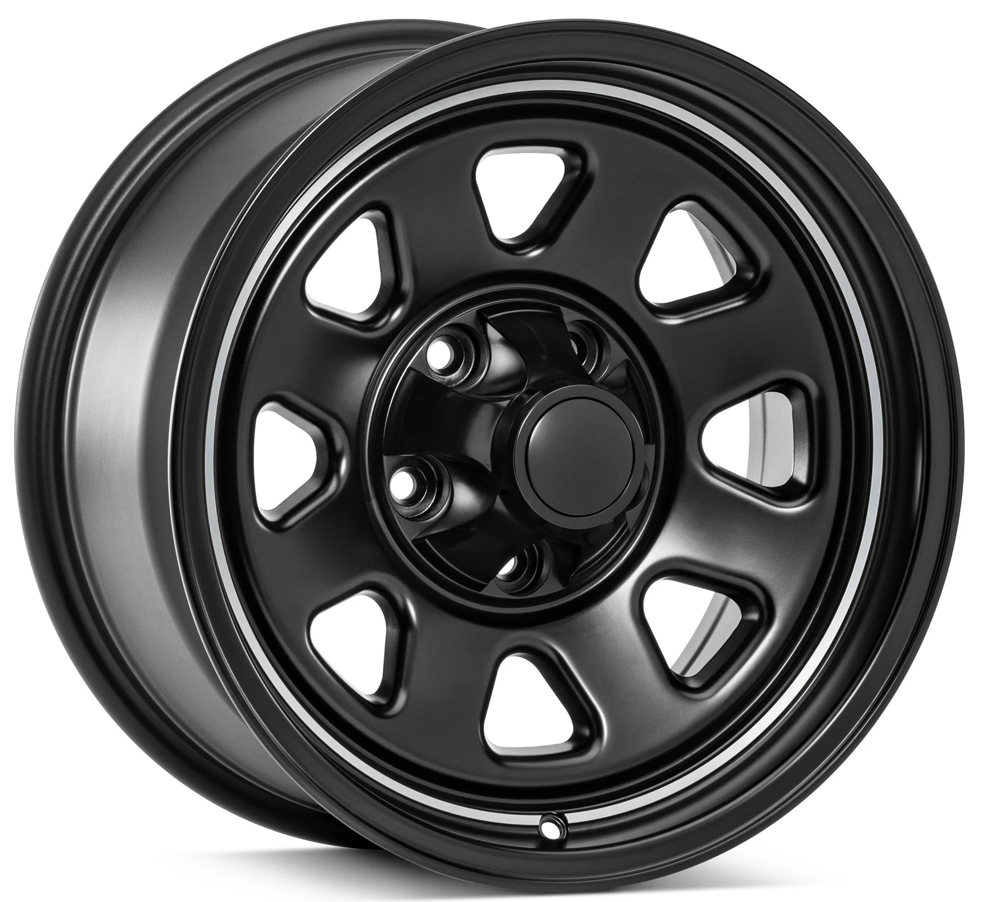 Quadratec CJ Retro Alloy Wheel 15x8 with 4.5 Backspace in Satin Black for 87-06 Jeep Wrangler YJ & TJ