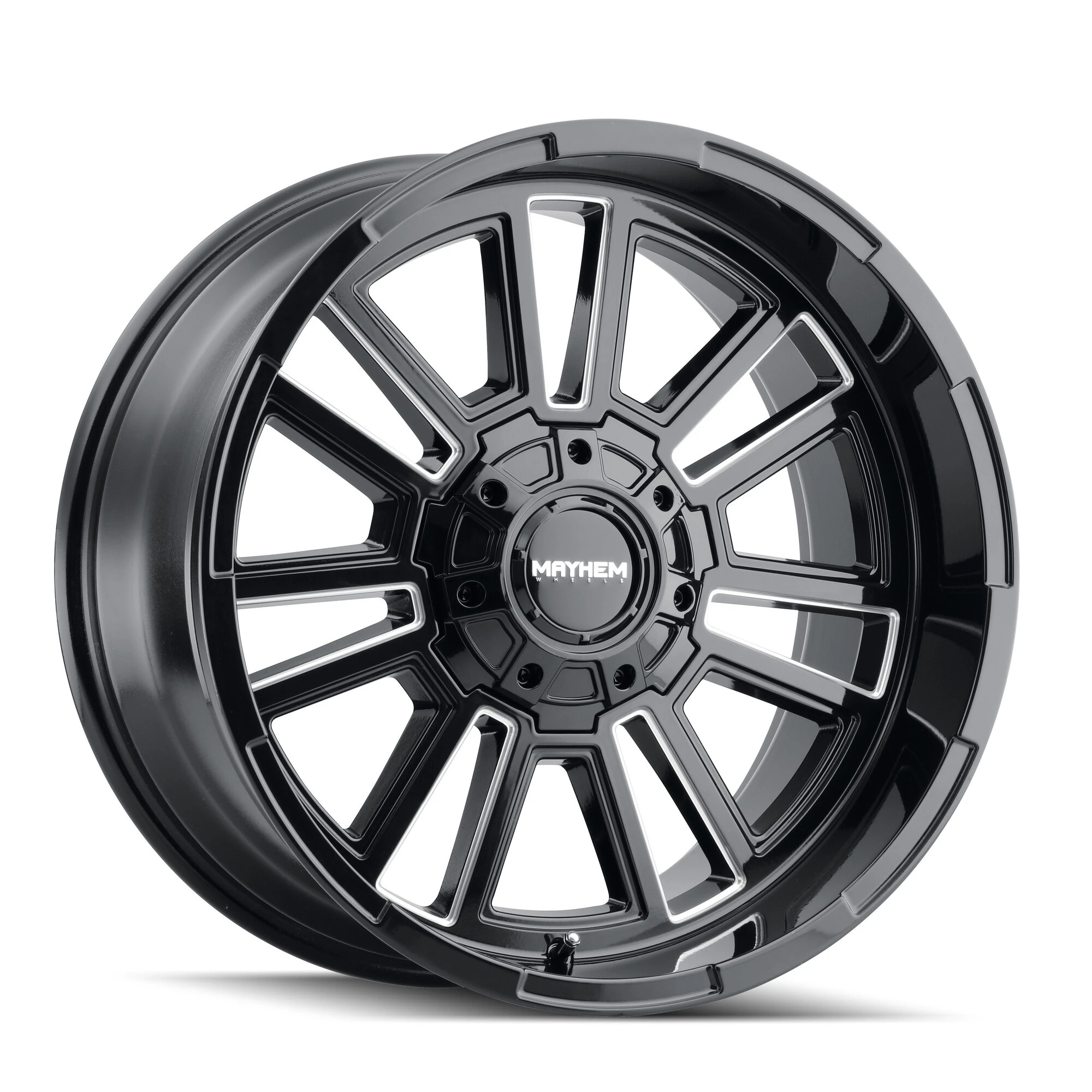 Mayhem 8115-2152BM Apollo Series 8115 Wheel in 20x10 with 4.75in Backspace Gloss Black with Milled Spokes for 07-22 Jeep Wrangler JK, JL & Gladiator JT