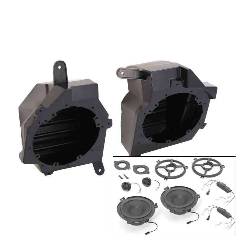 Metra Front Speaker Pods with Alpine SPV-65X-WRA Component 2 Way Speakers for 18-26 Jeep Wrangler JL & Gladiator JT