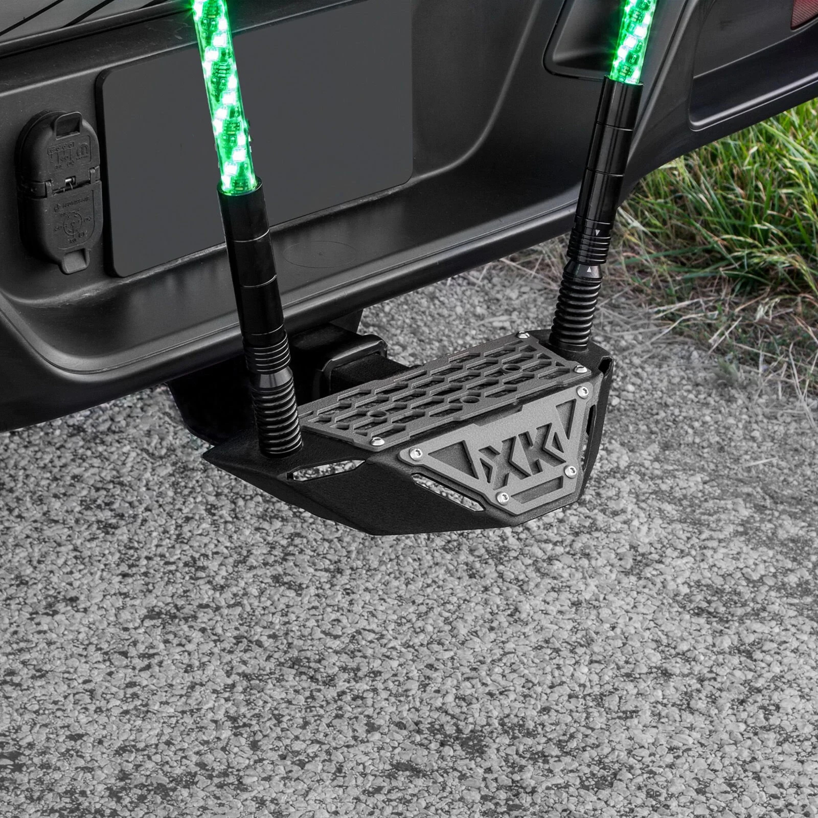 XKGLOW XK-HITCH-WHIPB Hitch Receiver Step with 2pc 4ft Whip Kit