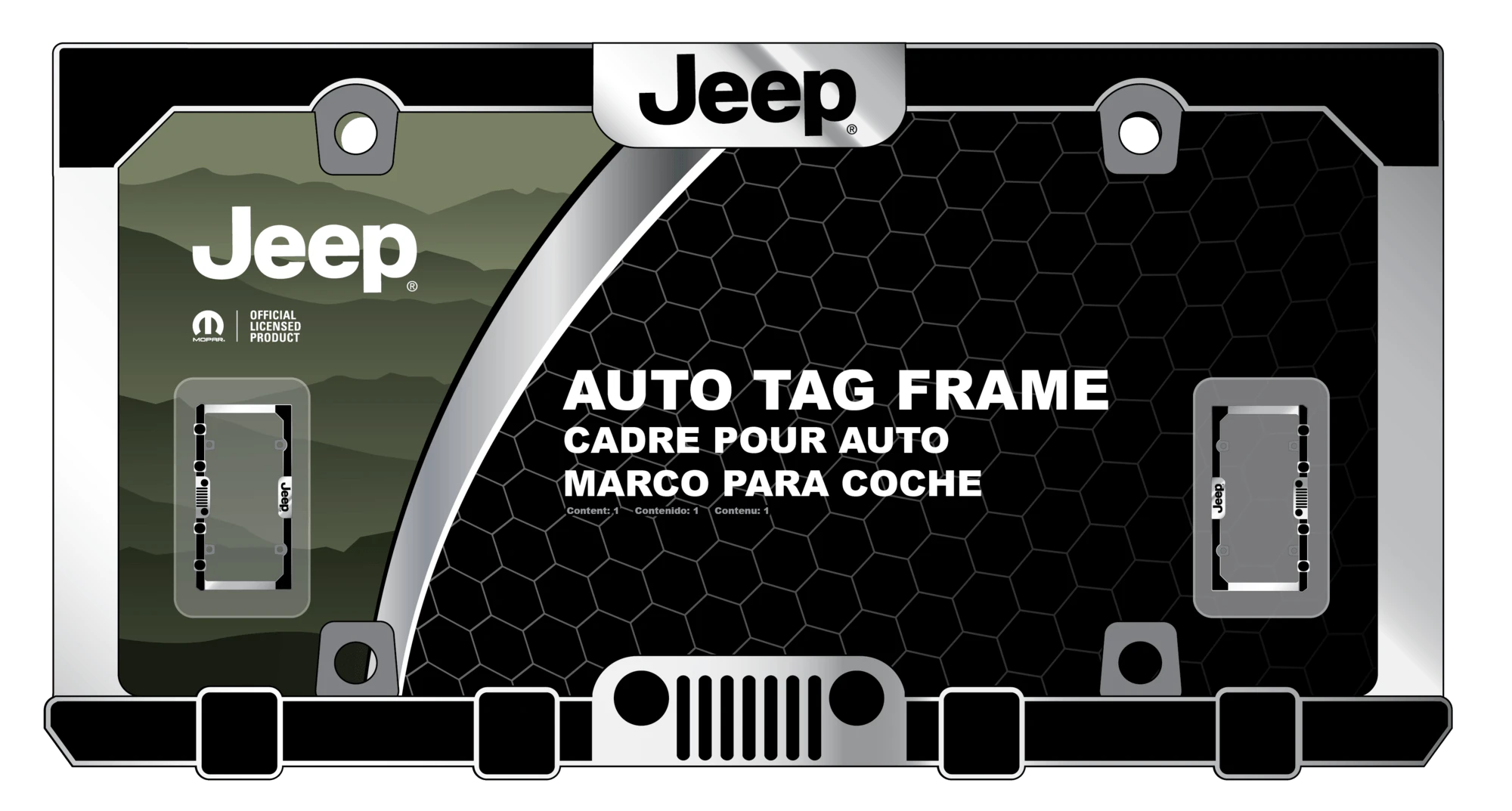 Chroma Graphics Jeep Grille & Bumper License Plate Frame in Chrome Finish